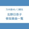 北野日奈子 参加曲 一覧